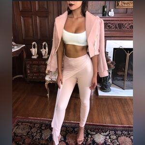 House of CB Pink Caixa Blush Drape Trouser Leggings Large $139